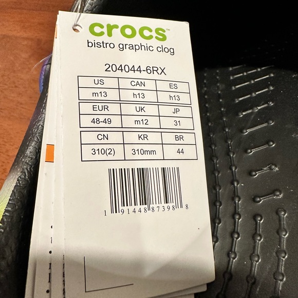 Crocs Adult Bistro Graphic Clog Work Slip Resistant Work Neon Black Mens Size 13 - Picture 8 of 10